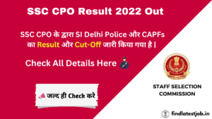 SSC CPO Result 2022 Out