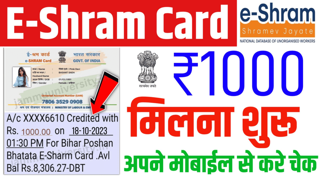 E Shram Card Balance Check Online Up